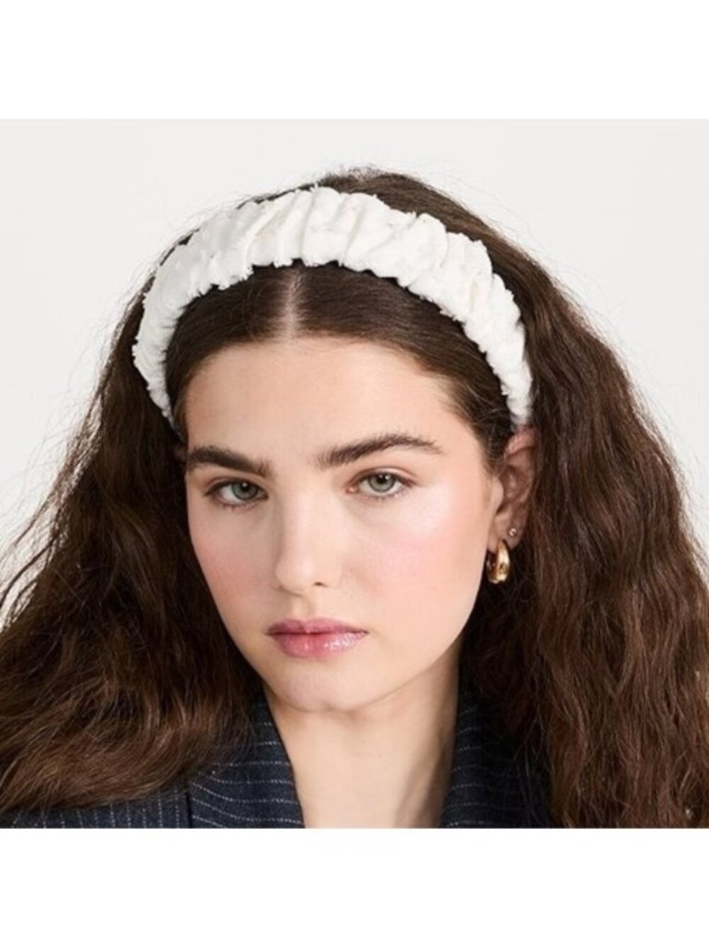 Lele Sadoughi Distressed Denim Kelly Headband Chalk White Hair Accessory